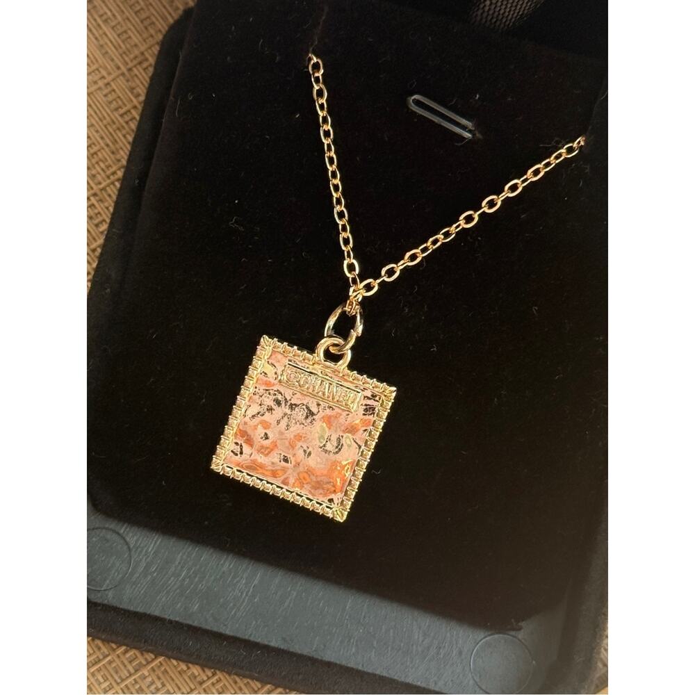 ONLY 1! Vintage CC Gold square Upcycled Necklace - Picture 4 of 4